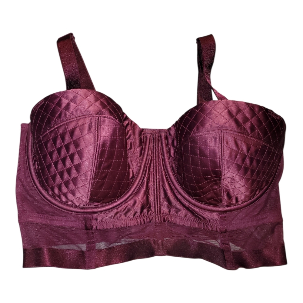 Victoria's Secret Quilted Longline Bra in Deep Wine